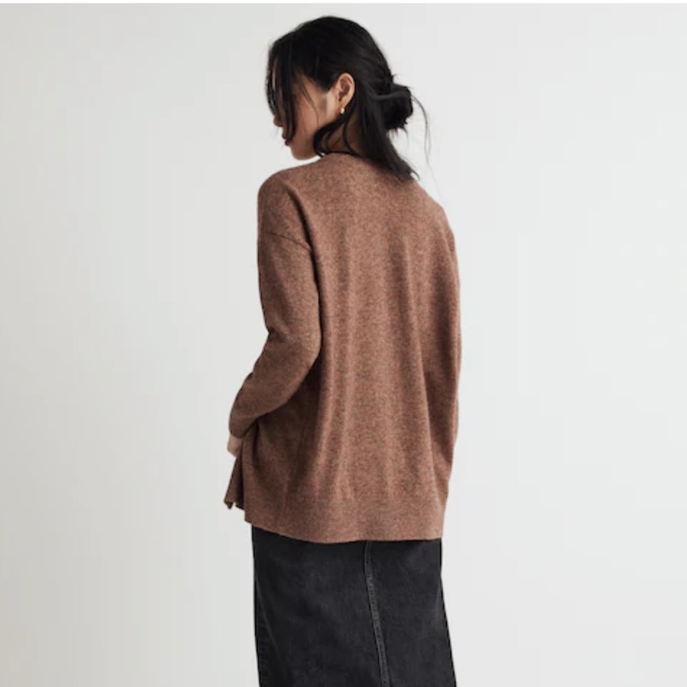 Madewell Wool Brown V-Neck Relaxed Cardigan - Picture 5 of 11